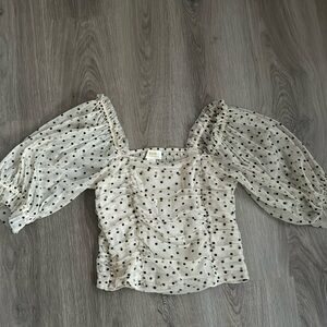 Maeve short sleeve polka dot top